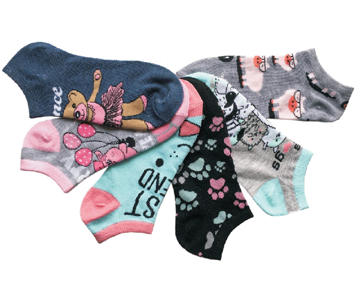Women's Low Cut Novelty Socks - Cute Animal Print - Size 9-11 - 6-Pair Packs image