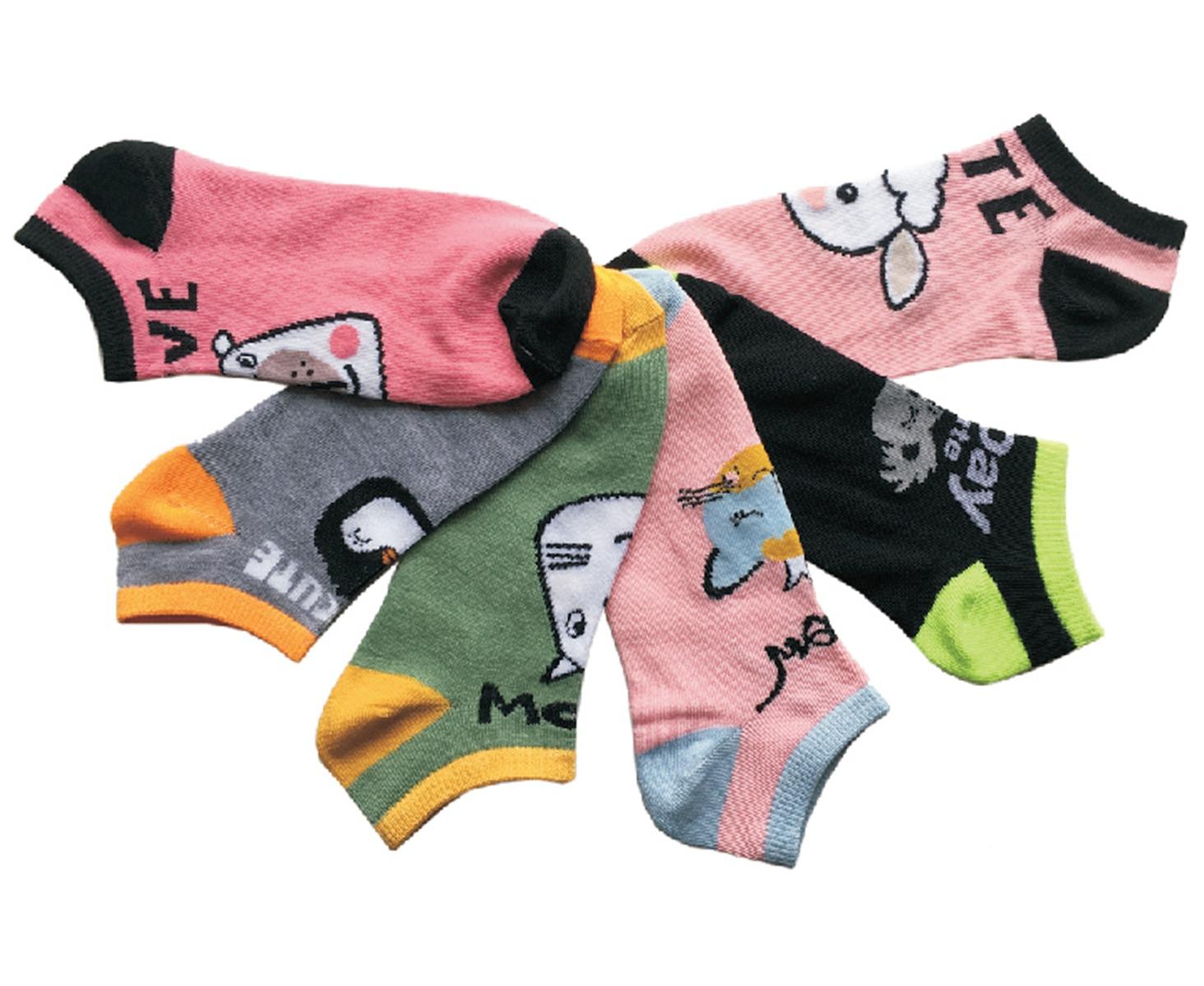 Women's Low Cut Novelty Socks - Cute Cuddly Animal Print - Size 9-11 - 6-Pair Packs image