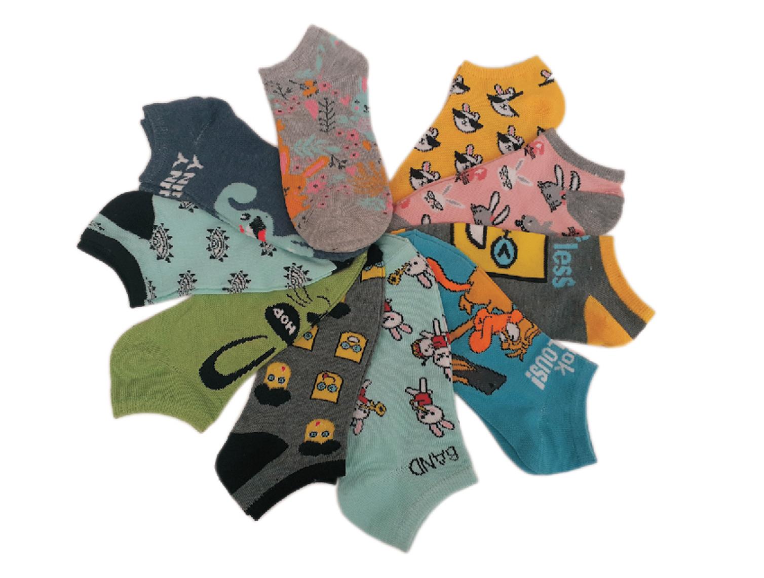 Women's No Show Novelty Socks - Cartoon Animal Print - 10-Pair Packs - Size 9-11