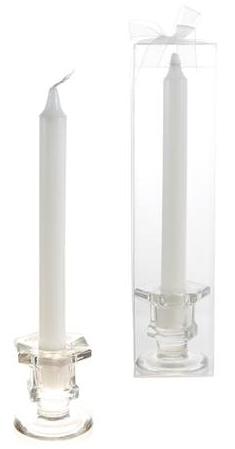8" Unscented Taper Candle w/ Glass Holder image