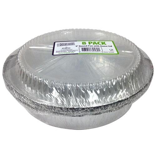 9" Aluminum Round Pan w/ Plastic Dome Lid 8-Packs - Nicole Home Collection image