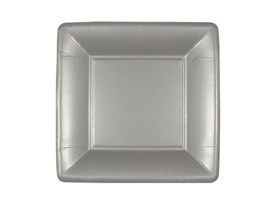 Silver Square 7'' Paper Dinner Plates by Lillian - 24-Packs image