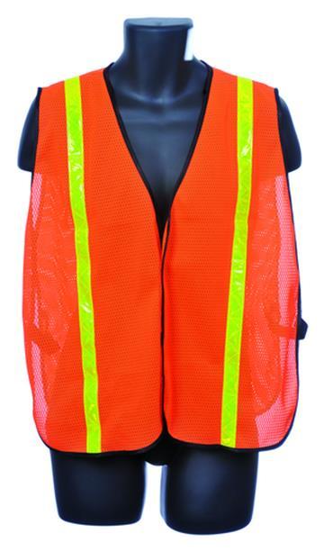 Mesh Safety Vests w/ Reflector Strips - General Purpose - Orange - One Size Fits Most image
