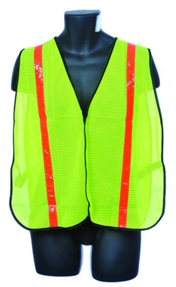 Mesh Safety Vests w/ Reflector Strips - General Purpose - Green - One Size Fits Most image