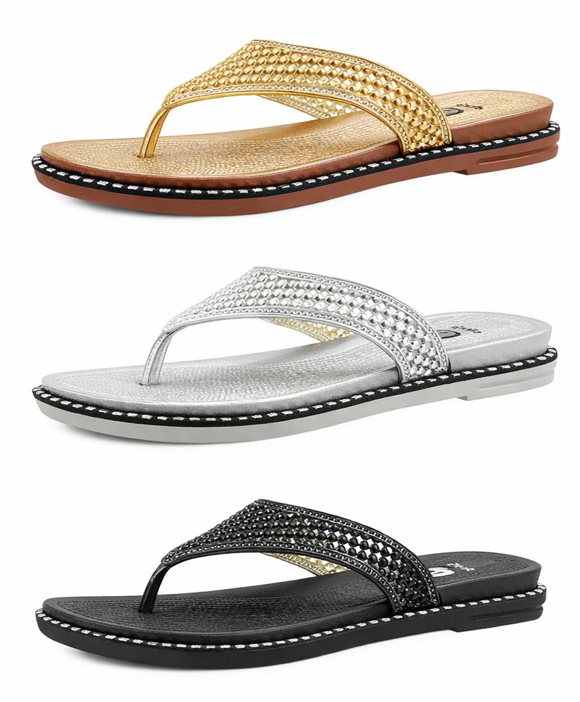 Women's Luxe Shimmer Embellished Thong Sandals image