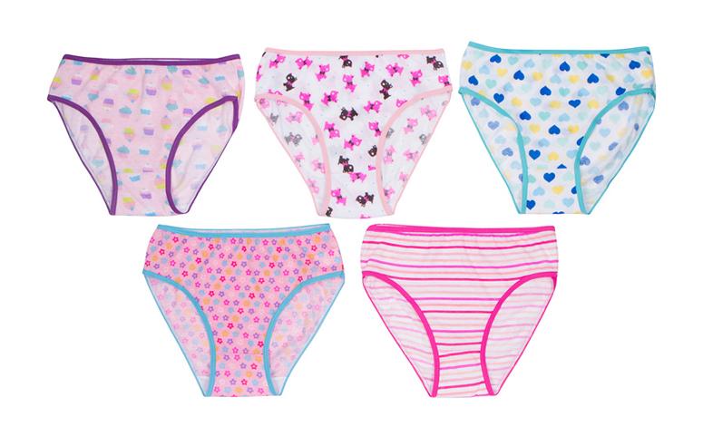 Girl's Printed Panties - 5-Packs