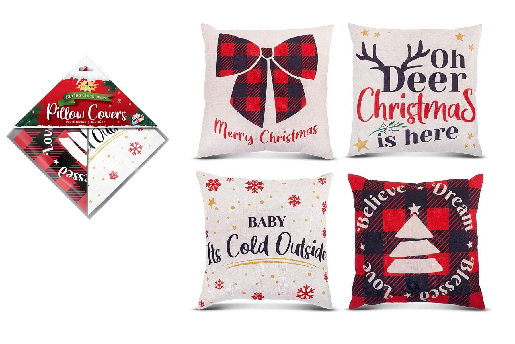 Christmas Printed Pillow Covers - 4-Pack image