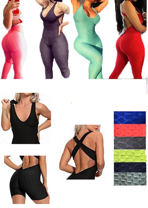 Women's Jacquard Anti-Cellulite Yoga Rompers