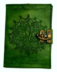 Green Tree of Life Leather Journal 5 x 7 inches image
