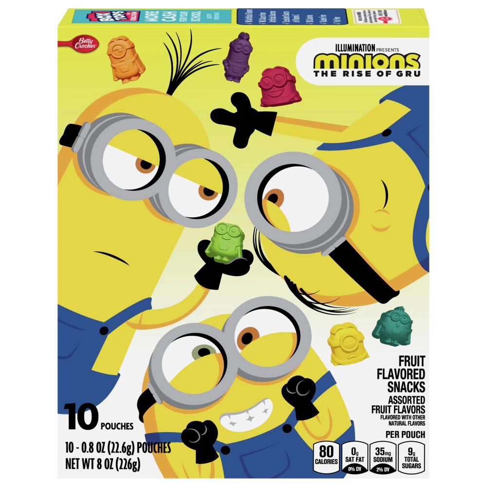 BETTY CROCKER MINIONS FRUIT SNACKS ASSORTED FRUIT 8/10CT/8oz image