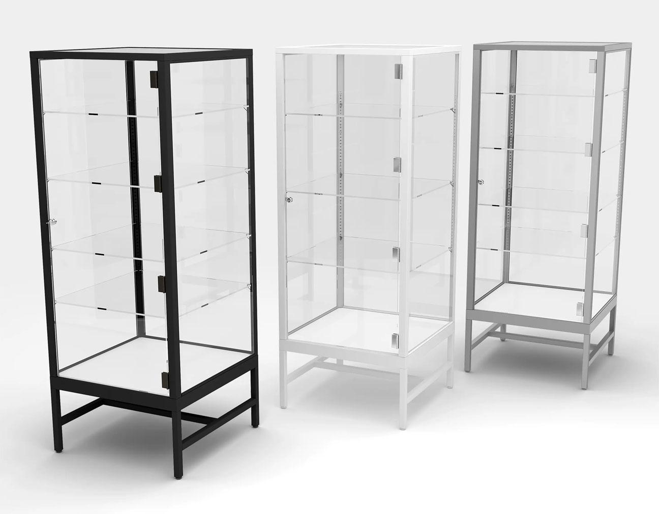 Glass Showcase Tower with 4 Adjustable Glass Shelves - #DDKIT4 image