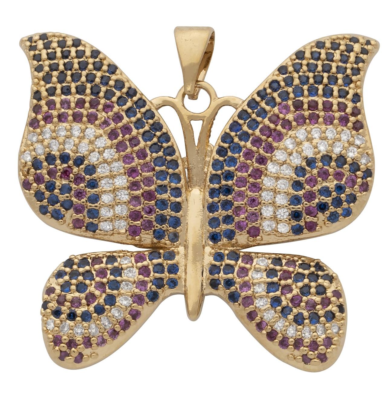 CZP-775 | CZ Multi-Colored Stone Butterfly Pendant image