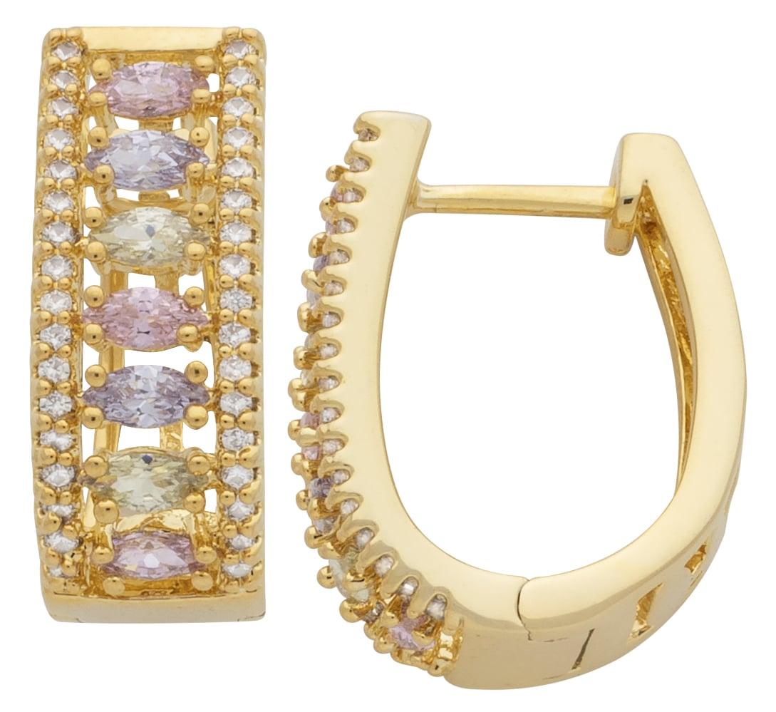 CZE-292 | CZ Pastel Stone Hoop Earrings image