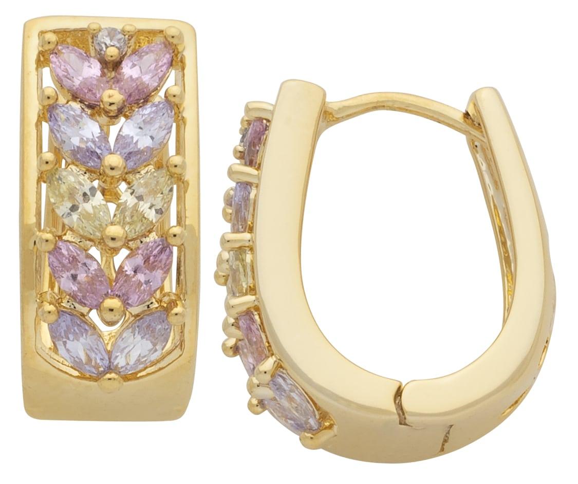CZE-295 | CZ Pastel Stone Hoop Earrings image