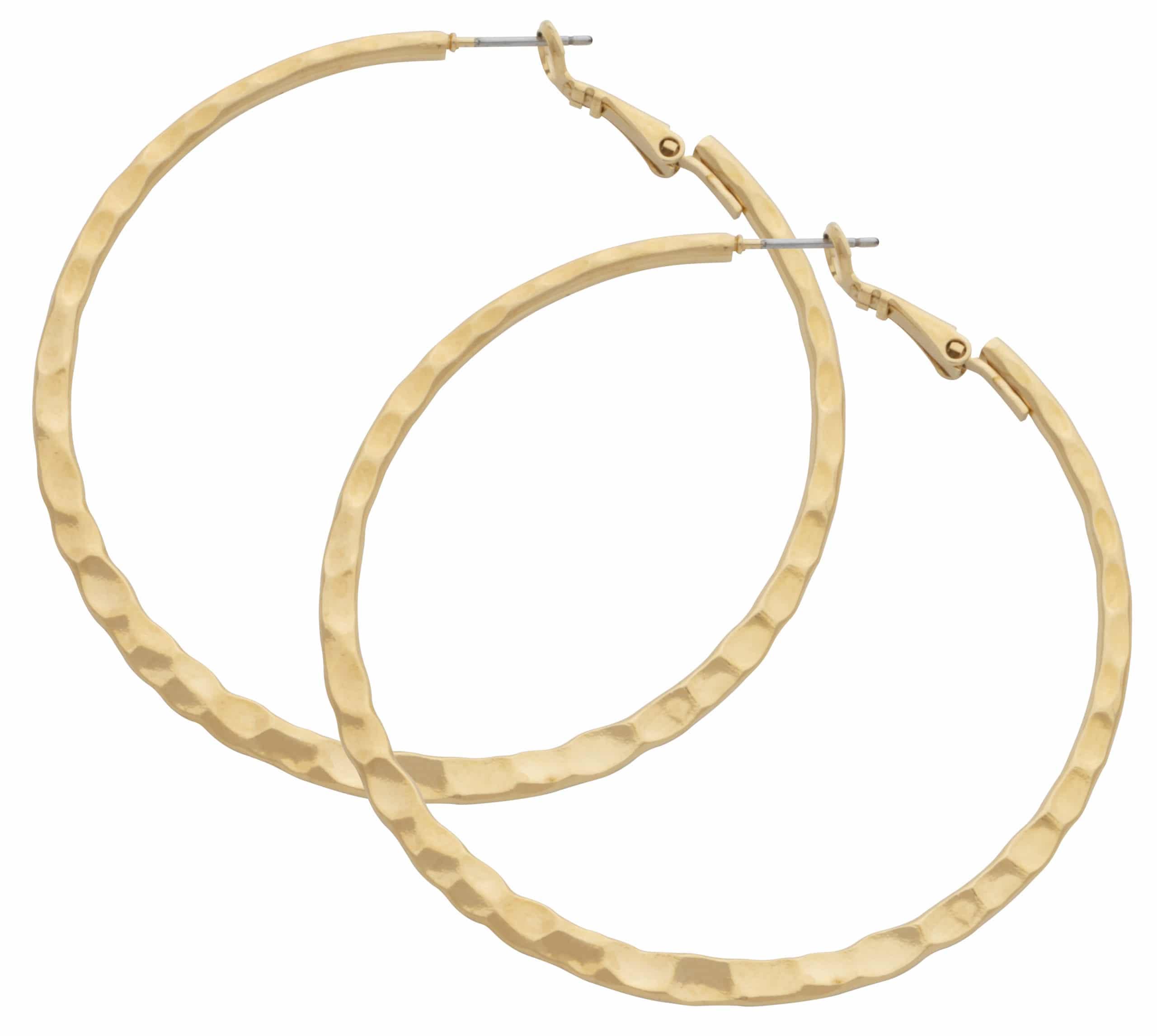HE-009 | Hoop Earrings Large Hammered Flat image