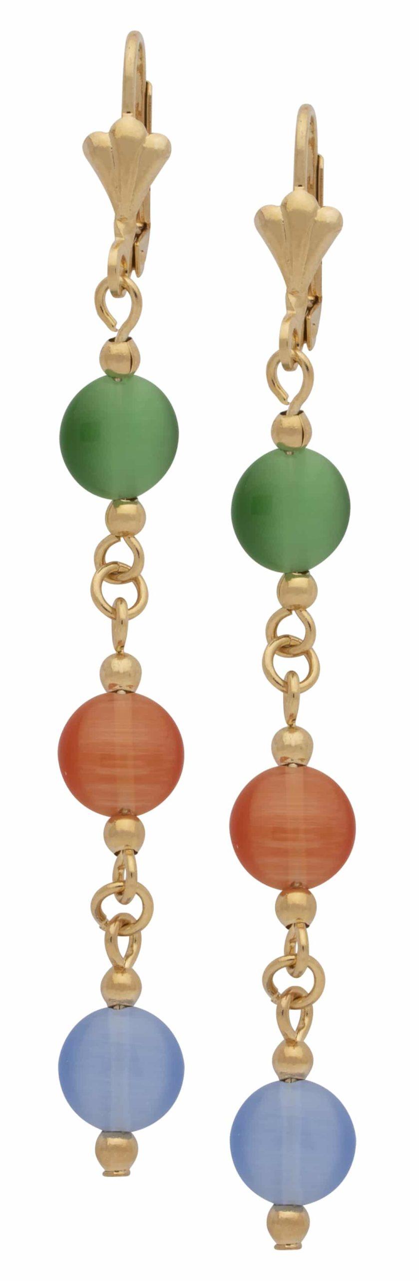 LE-048 | Ladies Earrings Multi-Colored Stones Dangling - DISCONTINUED image