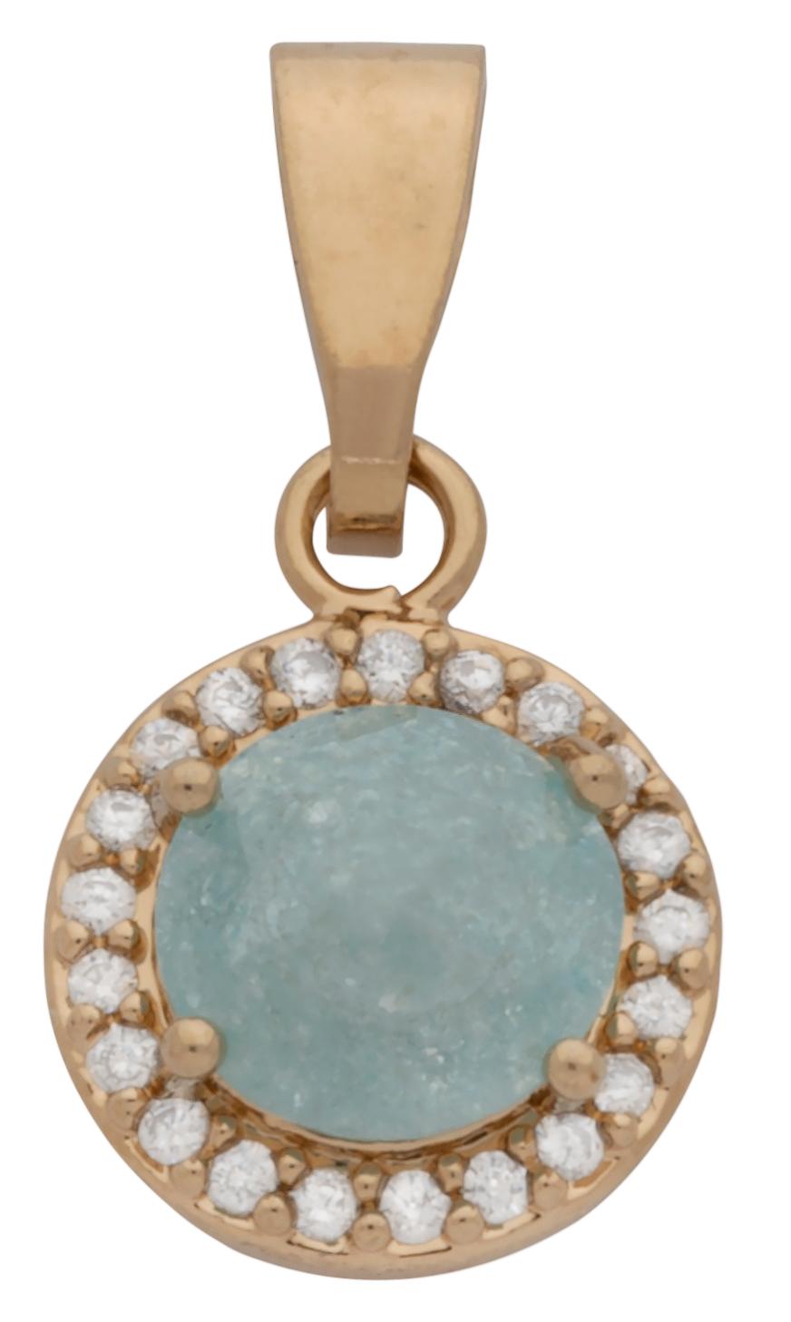 CZP-758 | CZ/Turquoise Stone Round Pendant image