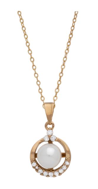 CZNK-18-B | CZ Faux Pearl Necklace with Extender image