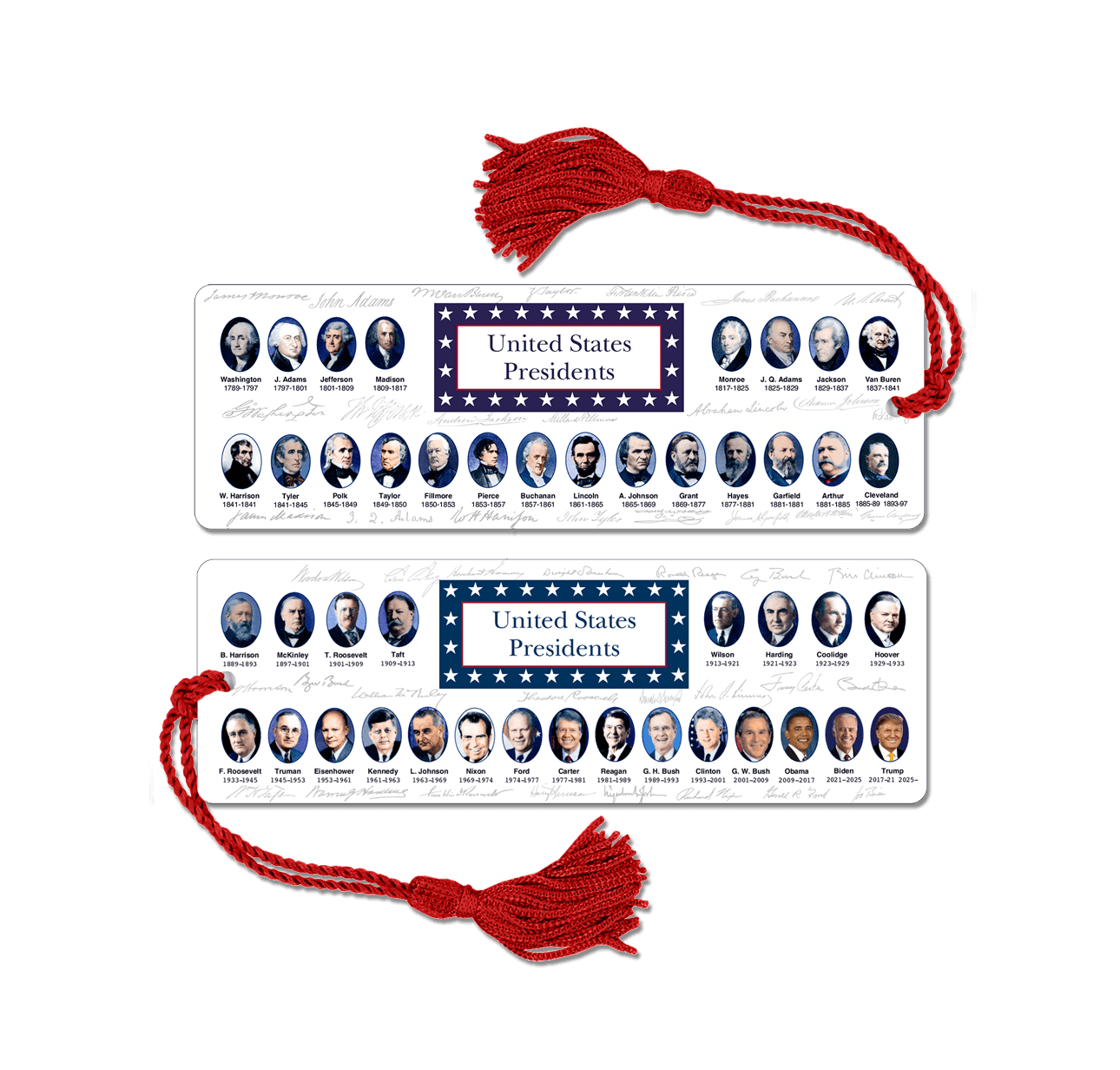Presidents Bookmarks Portraits - Signatures - Dates in office image
