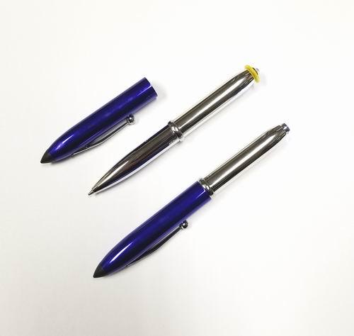 Pointer Style Metal Pen with LED Flashlight Tip - Blue & Silver Barrel
