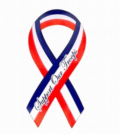 Wholesale Support Our Troops Patriotic 8" Ribbon Magnet (Made in the USA) - Item#RWB 36 cents each image