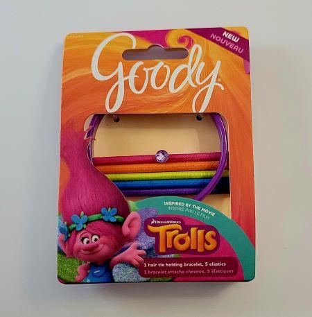 Goody Hair Tie Holding Bracelet and 5 Elastic Hair Ties - Trolls Licensed - Item #5914