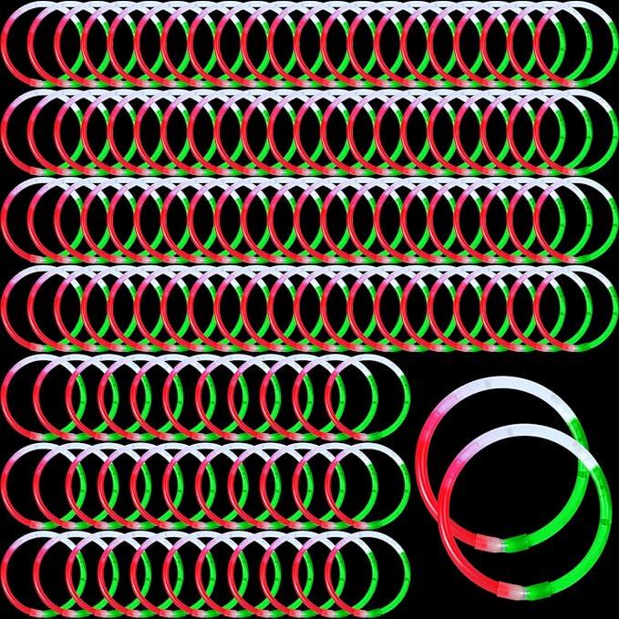 8 Inch Red, White and Green Glow Stick Bracelets - Item #6482 image