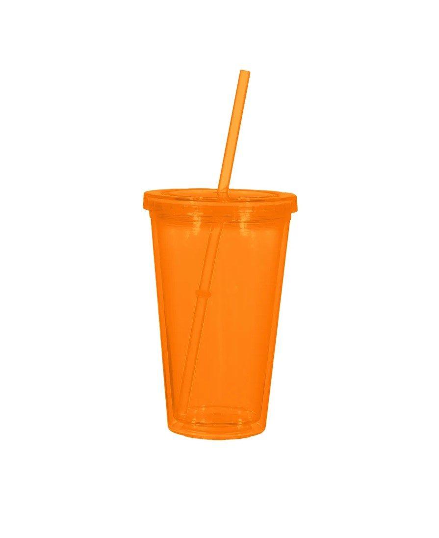 16 Oz. Everyday Tumbler with Straw - Translucent - Orange - Item #6825 MG112-OR image