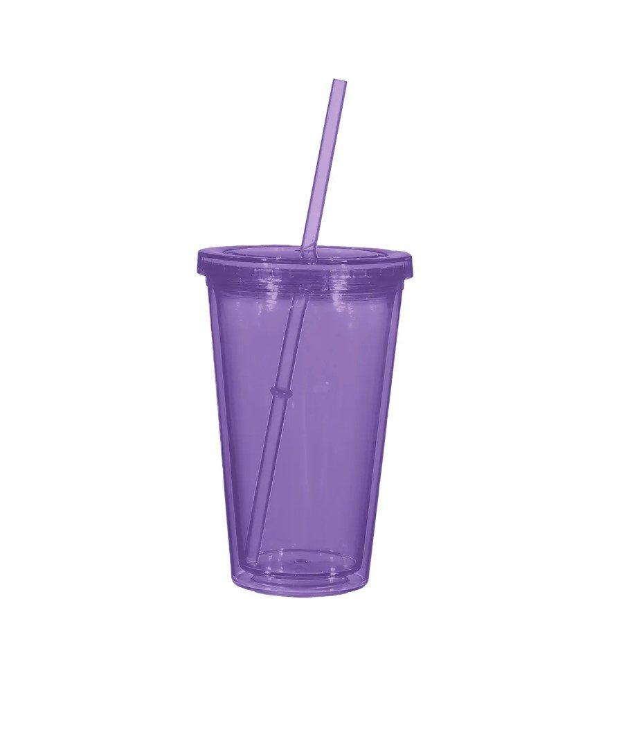 16 Oz. Everyday Tumbler with Straw - Translucent - Purple - Item #6826 MG112-PU image