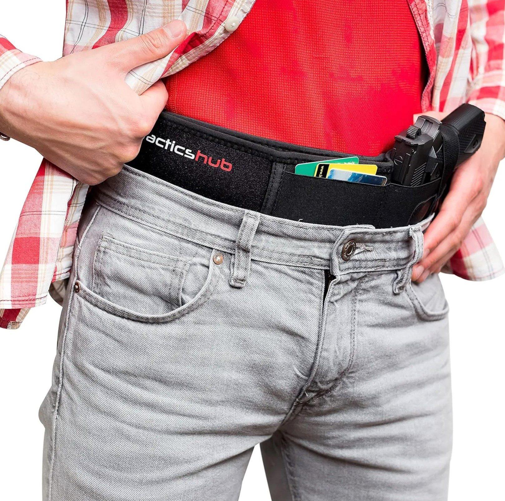 Belly Band Gun Holster for Concealed Carry - PLUS 2 Pack Magazine Holsters - Right Handed - Item #7180 image