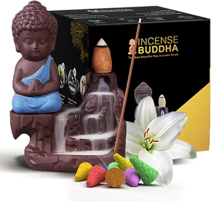 Inscents Buddha - Ceramic Incense Holder - Backflow Design - With 10 Incense Cones - Item #7194 image