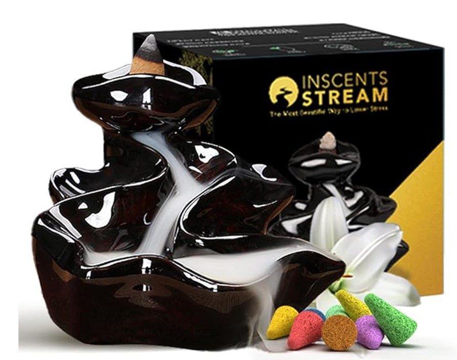 Inscents Stream - Ceramic Incense Holder - Backflow Design - With 10 Incense Cones - Item #7195 image