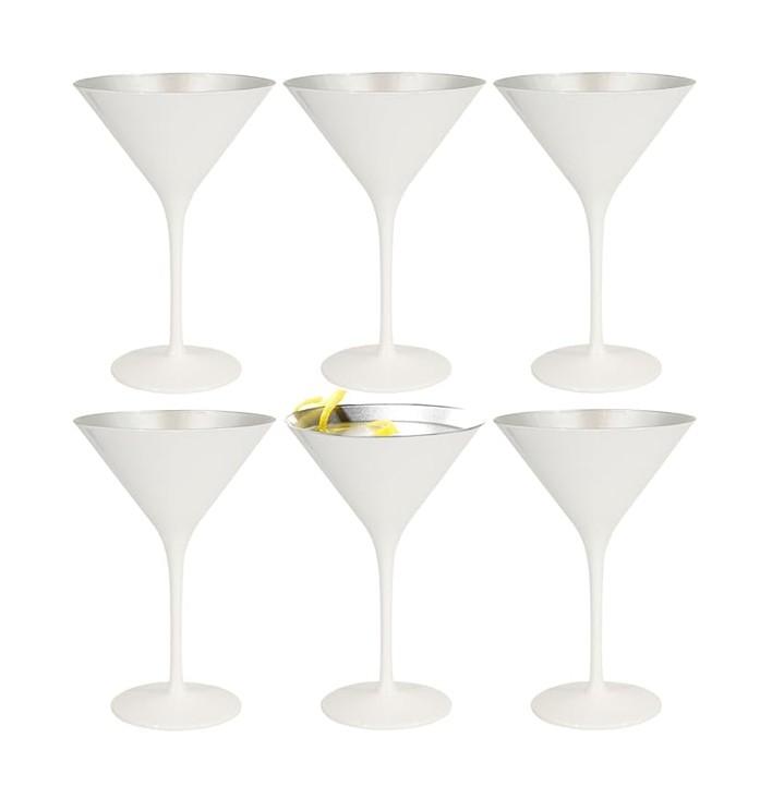 PALLET DEAL - Set of 6 - Stolzle 8.5oz Martini Glasses - Glossy White Crystal Martini Glasses with Metallic Finish - Item #7616
