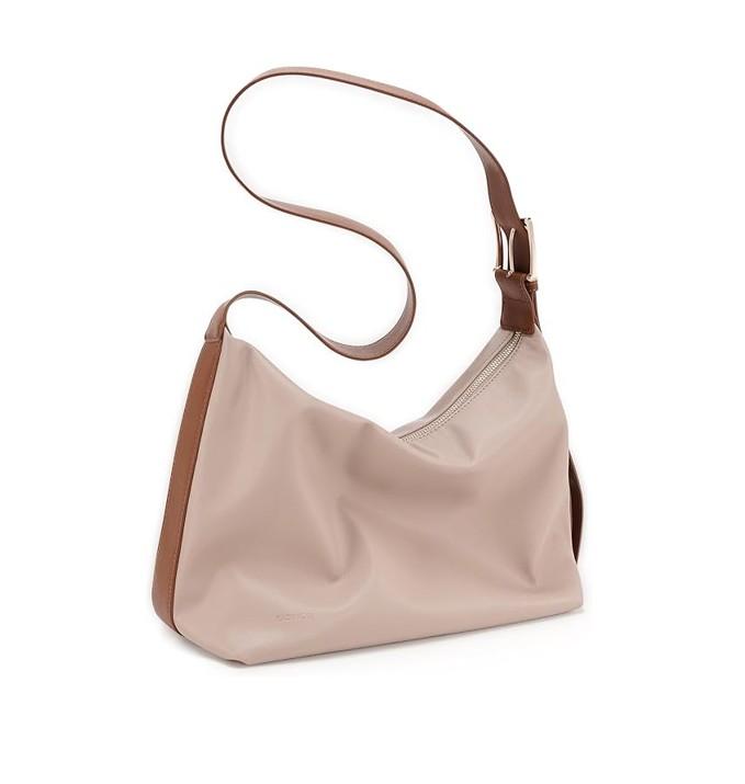Shoulder Hobo Bag - Vegan Leather Tote Bag - Adjustable Strap - Apricot - Item #8032 2401-3 image