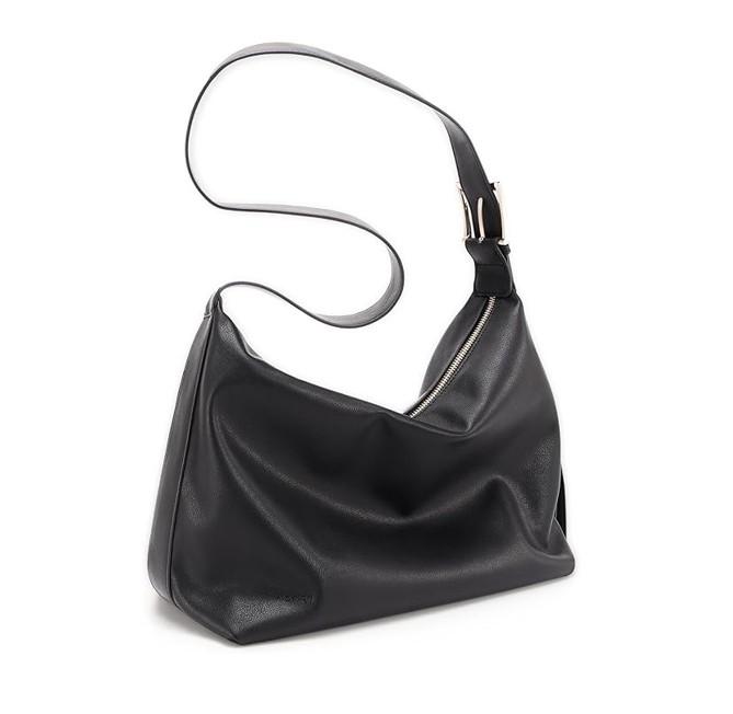 Shoulder Hobo Bag - Vegan Leather Tote Bag - Adjustable Strap - Black - Item #8026 2401-2 image