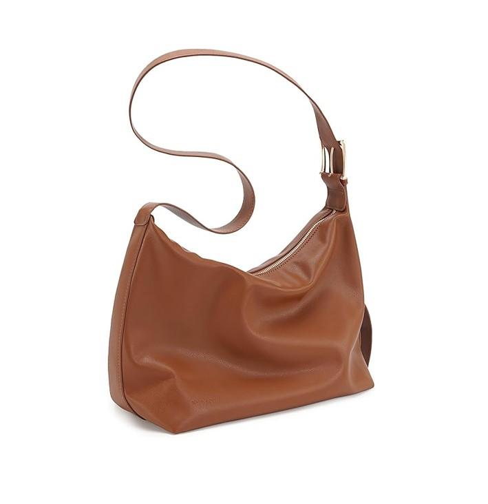 Shoulder Hobo Bag - Vegan Leather Tote Bag - Adjustable Strap - Brown - Item #8027 2401-B image