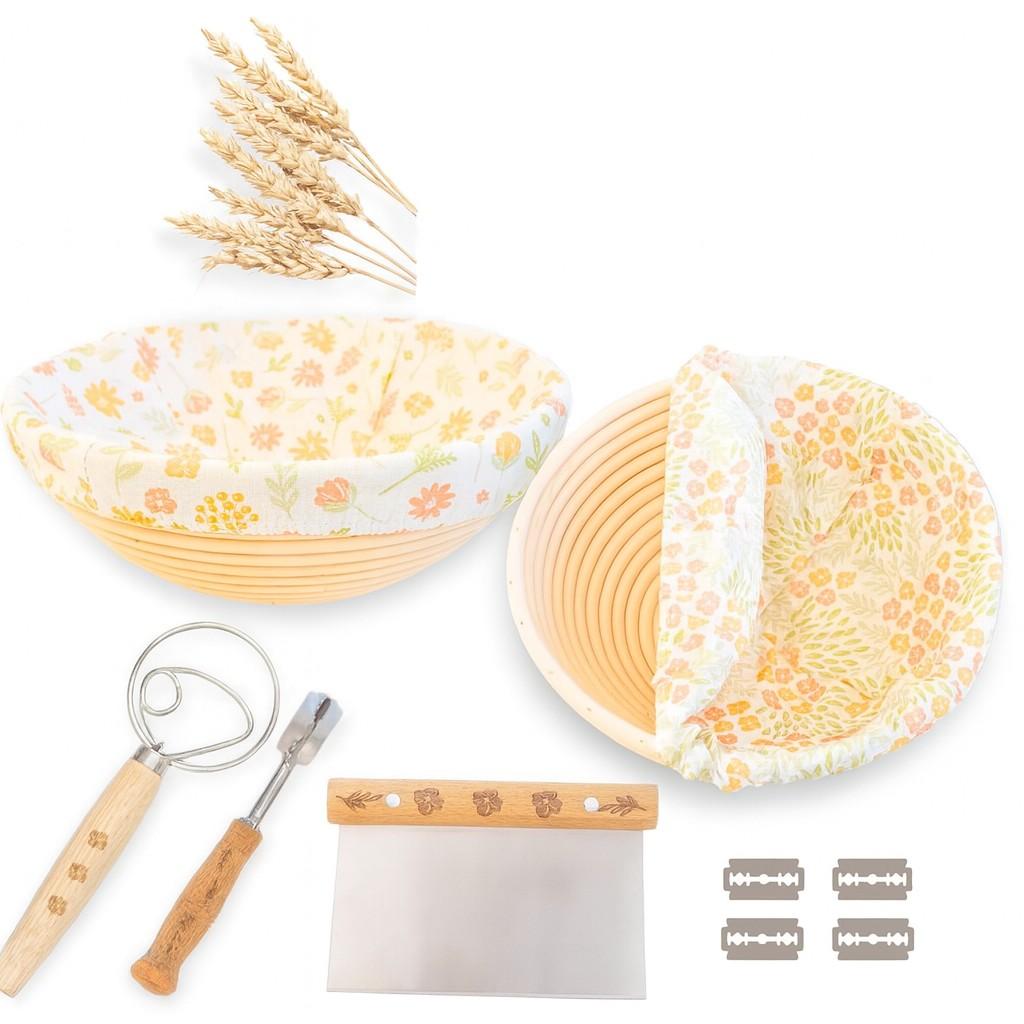 Banneton Bread Proofing Basket Set of 2-9" - Oval Sourdough Baskets with Liners & Tools - Item #8205 image