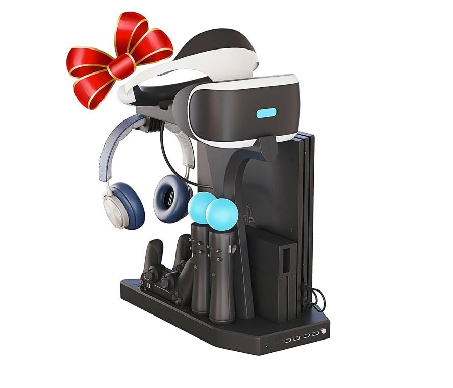 Skywin VR Charging Stand for Gamers - PSVR Charging Station to Showcase, Display, and Charge PS4 & Controller - Item #8536 PSVR2 image