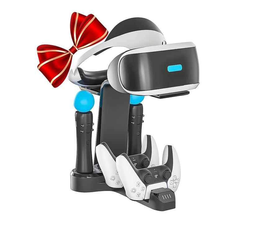 Skywin VR Charging Stand for Gamers - PSVR Charging Station to Showcase, Display, and Charge PS5 & Controller - Item #8518 PSVRSTAND image