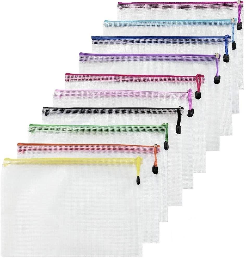 A4 (13.1" x 9.4") Mesh Zipper Pouches / Storage Bags - Assorted Colors - Item #8668 image