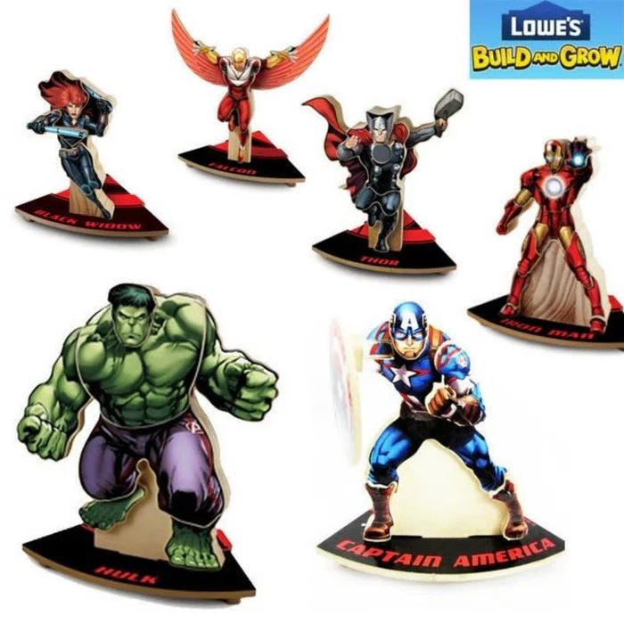 Lowe's Build and Grow Marvel Avengers - 6 Different - Bonus Patch Included - Item #8664 image