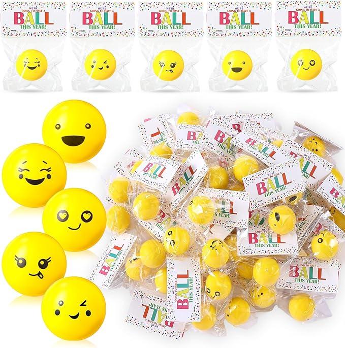 Face Stress Balls - Funny Face Squeeze Balls - Relief Toy with Bag and Card - Yellow - Item #8678 image