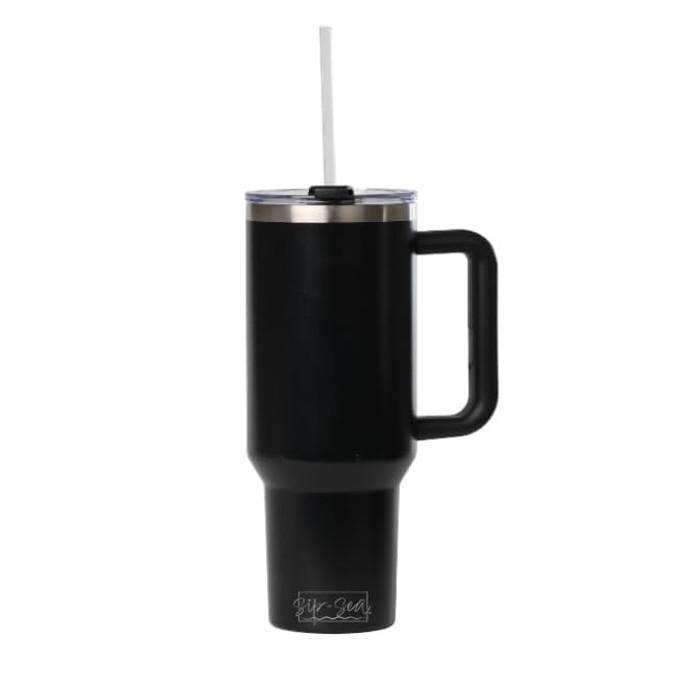 Cayman 40 oz Stainless Steel Tumbler with Handle, Lid, and Straw - Black - Item #8982 image