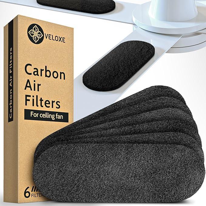 6 Pcs - Air Filters for Ceiling Fan - Filters with Activated Charcoal - Fits All Fans - Item #8948