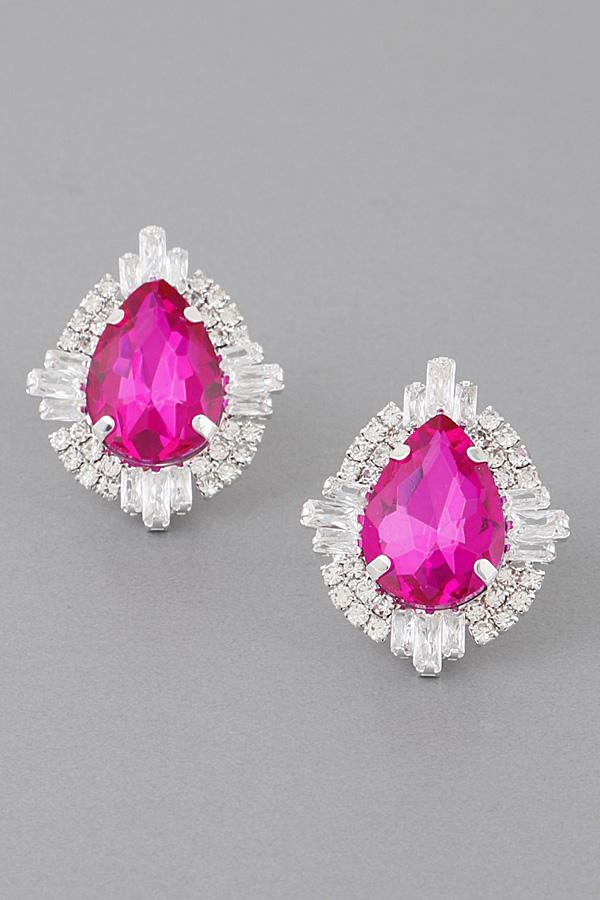 Jeweled Teardrop Crystal Stud Earrings image