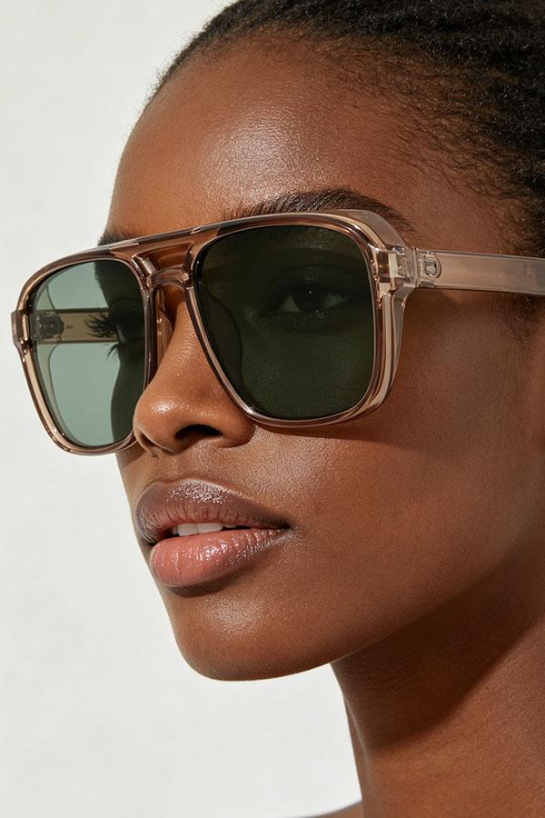 Clear Frame Straight Aviator Sunglasses image