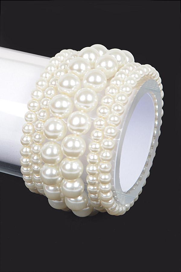 Multi Faux Pearl Stretch Bracelet image