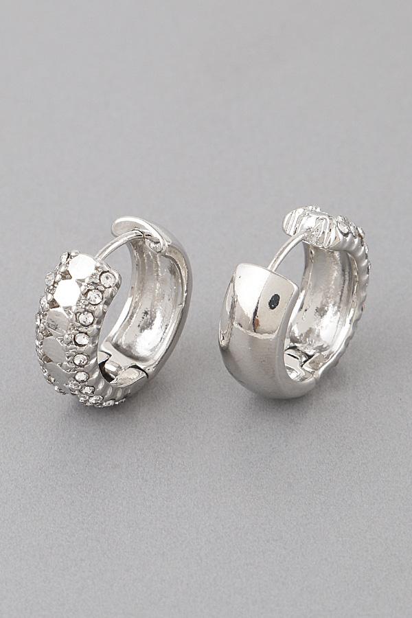 Half Jeweled Hoop Earrings image