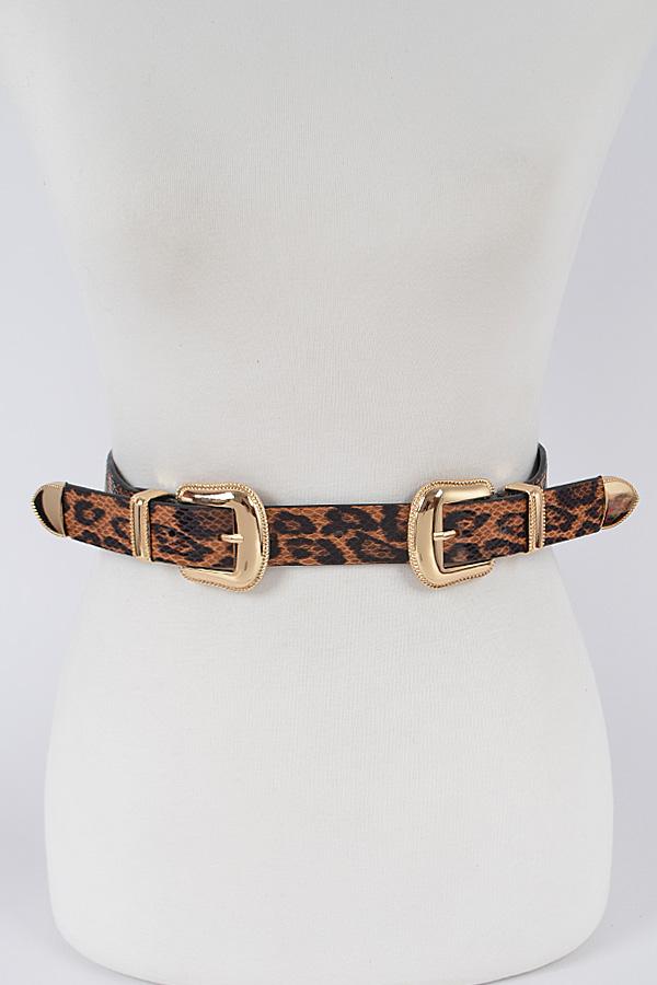 Leopard Two Buckle Plus Size Waist Belt.