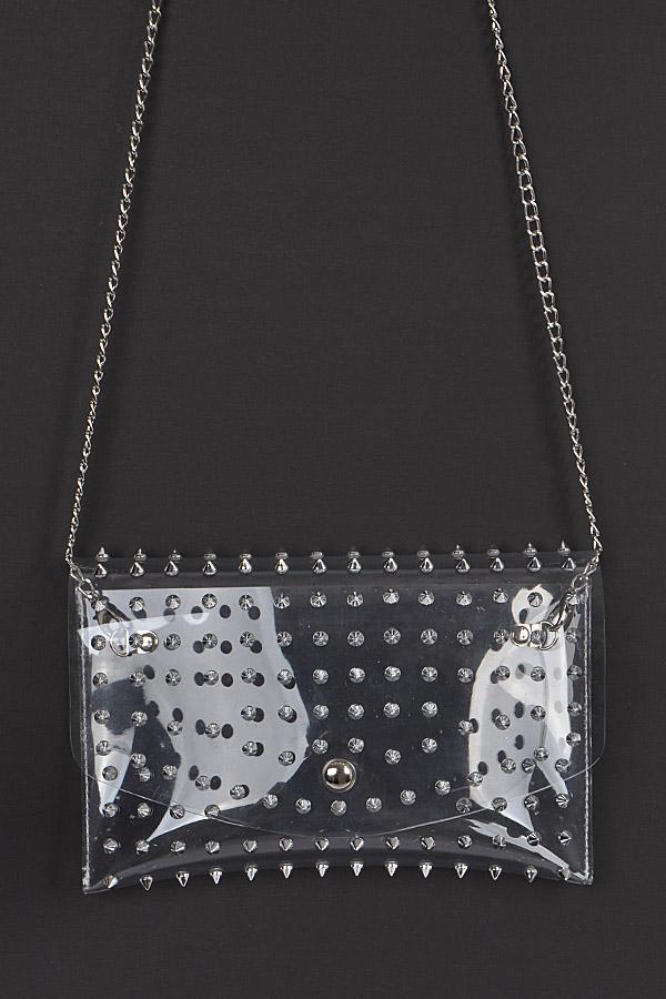 Full studded Cross Body Chain Strap Visible Clutch. image